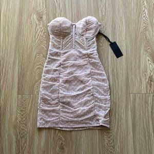H:ours cream strapless dress